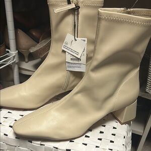 Elegant Cream Ankle Boots